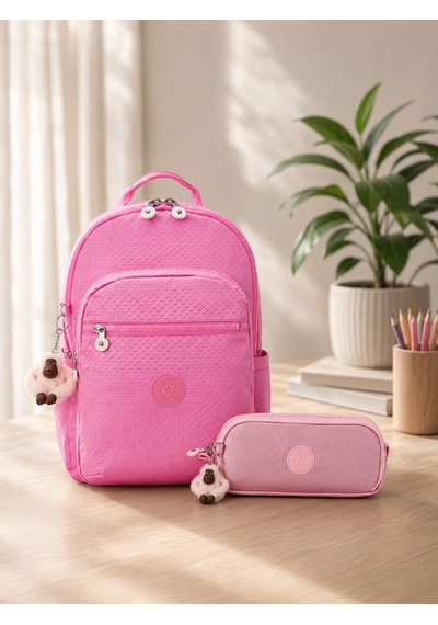 Kipling Kız Çocuk Okul Çantası 2'li Set Çanta Ve Kalemlik Kpsetkpkı293202 Pembe