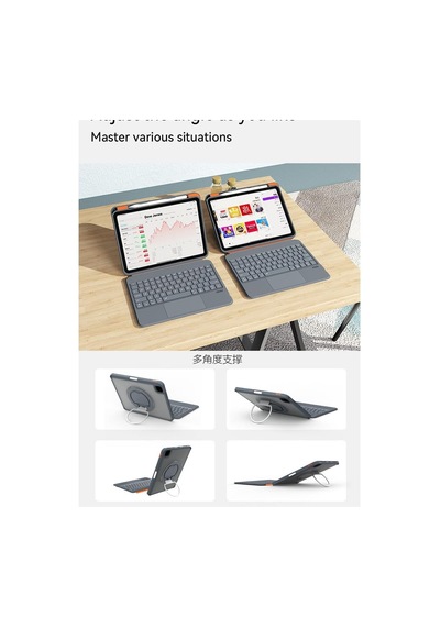 Apple iPad Uyumlu  Air 11 M2/m3 Uyumlu 360 Döner Manyetik Türkçe Q Klavyeli Kılıf Rgb Işıklı Trackpad Li 360dönen