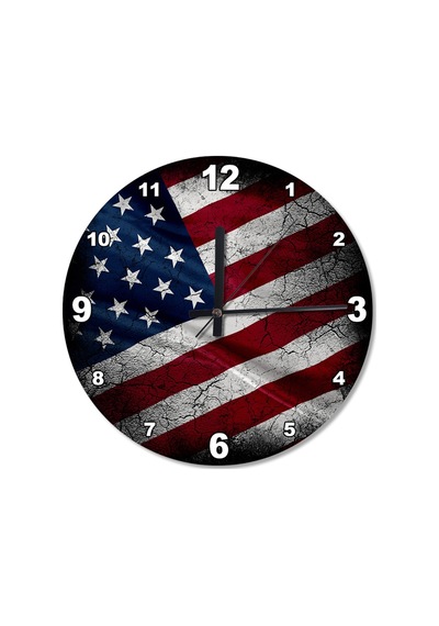 Amerika Bayrağı Ahşap Duvar Saati (407626236) Ahşap