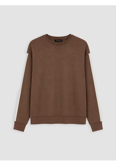 Lcw Everyday Kahverengi Şeritli Soft Touch Kadın Sweatshirt