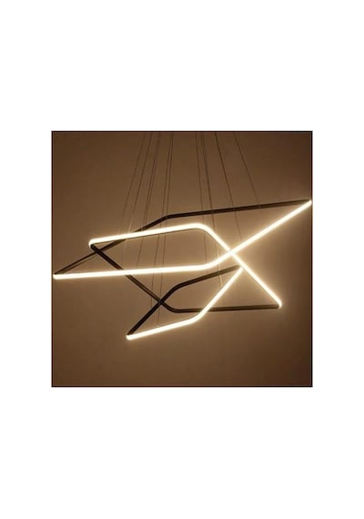 Modern Kare Siyah Kasa Led Avize Beyaz Işık