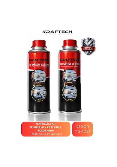 Kraftech Yeni Nesil Premium I Buharlı Far Temizleme Sıvısı Ve Parlatma Solüsyonu I Kloroform Uyumlu 2 X 250 G