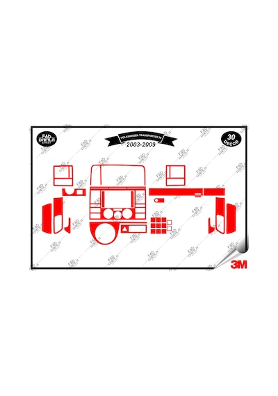 Volkswagen Transporter T5 2003-2009 Torpido Konsol Trim Göğüs Maun Kaplama Set 30 Parça Kırmızı Renk