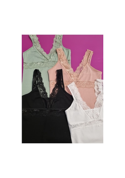 Demirsa Boutique Dantel Askılı V Yaka Modal Kumaş Siyah, Beyaz, Pudra Ve Yeşil Renk 4'lü Kadın Atlet Siyah-beyaz-pudra-yeşil Demirsa Boutique Dantel Askılı V Yaka Modal Kumaş Siyah, Beyaz, Pudra Ve Yeşil Renk 4'lü Kadın Atlet Siyah-beyaz-pudra-yeşil