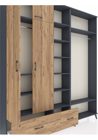 Arges Dolap 12 Raflı 2 Çekmeceli 2 Askılı 220x30x243 Antrasit-çam/çam Atlas Çam/atlas Çam Arges Dolap 12 Raflı 2 Çekmeceli 2 Askılı 220x30x243 Antrasit-çam/çam Atlas Çam/atlas Çam