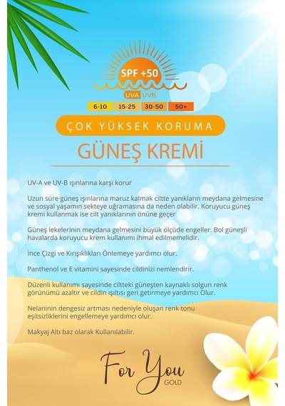 Güneş Kremi Leke Karşıtı, Spf50+ Faktörlü 100 Ml Güneş Kremi