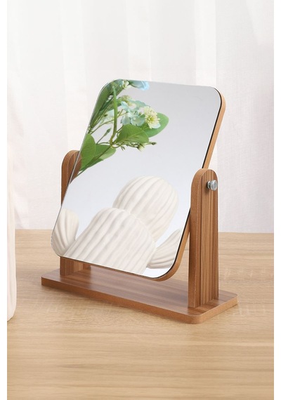 17 Cm Ahşap Tek Taraflı 360 Dönen Masa Aynası Cin806 Kahverengi