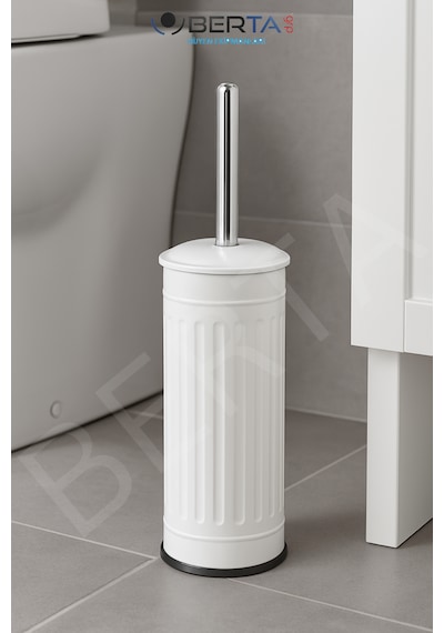 Vintage Banyo Seti Beyaz Çöp Kovası 5lt Tuvalet Fırçası Lüks Model - Mini Boy Çöp Poşeti Hediyelidir Beyaz