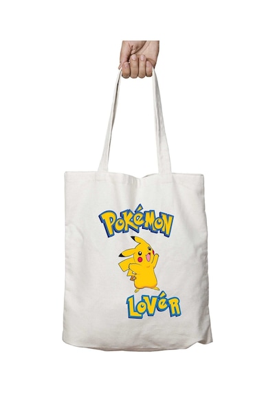 Art Hediye Pokemon Lover Pikachu İki Tarafı Kalıcı Baskılı Yıkanabilir Okul Plaj Omuz Bez Çantası Çok Renkli