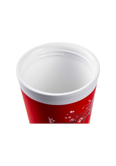Tnt-8695835414041-gınger Kfy-zs001kskr-kake Kırm Sakura Desenli Paslanmaz Çelik Termos Bardak 380ml Kırmızı