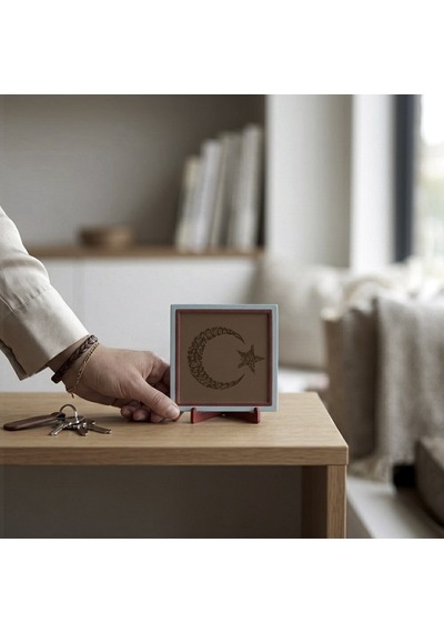 Minimalist Hilal Formu Kelime-i Tevhid Hatırası, Sevdikleriniz İçin Anlamlı Ve Modern Hediye 10x10cm