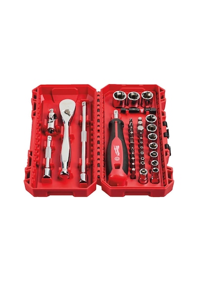 Milwaukee 1/4 Cırcır Ve Tornavida Kollu Lokma Set 38 Parça 4932498381