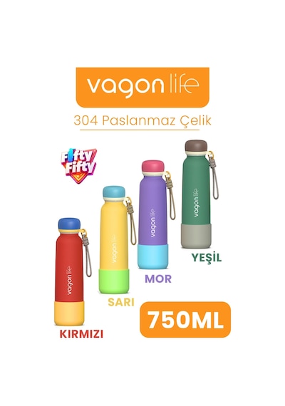 750 Ml Pipetli Sızdırmaz Paslanmaz Çelik Termos Matara El Askılı Bpa İçermez 750ml 1106ff Sarı