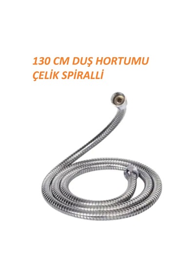 Lüx Duş Hortumu 130 Cm Çelik Spiralli Standart Kalite 1 Adet Gönderilir Gri Metal Diğer