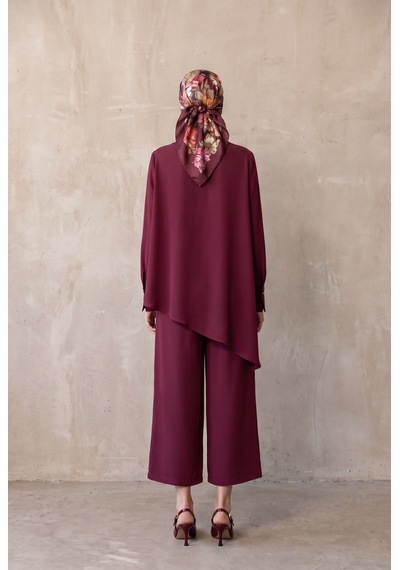 Avenna Asimetrik Kesim Bağlama Detaylı Tunik Geniş Paça Pantolon İkili Takım Bordo 26ka610 Avenna Asimetrik Kesim Bağlama Detaylı Tunik Geniş Paça Pantolon İkili Takım Bordo 26ka610