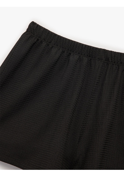 Koton Bürümcük Kumaş Regular Fit Mini Şort Siyah 5sak70072ek Siyah
