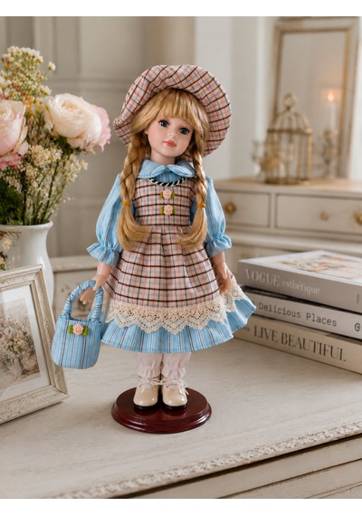 Premium 35 Cm Elbiseli Porselen Bebek Biblosu Dekoratif Vintage Kız Biblo Ev Salon Dekoru -