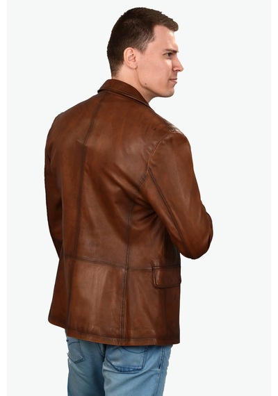 Deriza Garmini Hakiki Kuzu Derisi Blazer Erkek Ceket Taba