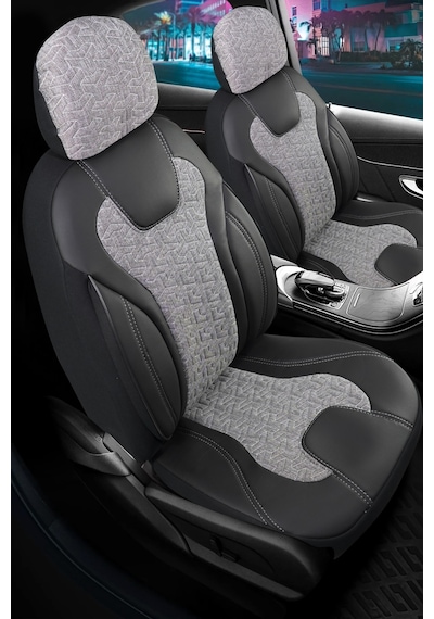 Toyota Auris I 2006-2012 Deri Detaylı Oto Koltuk Kılıfı Ön Arka Set Siyah Füme Siena Seri Şhn