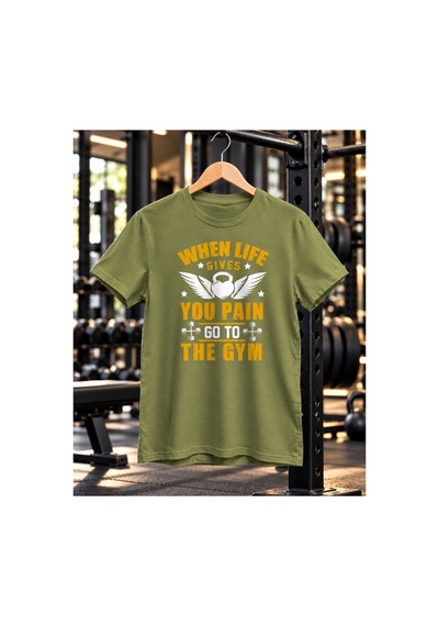 Segungear Gym Pain Erkek Regular Fit Baskılı Spor Tişört Haki - 932139890 Haki