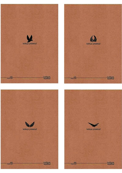 Wings Journal 4'lü Defter Seti - A5, Çizgili, Kraft Kapak, 96 Sf Krem