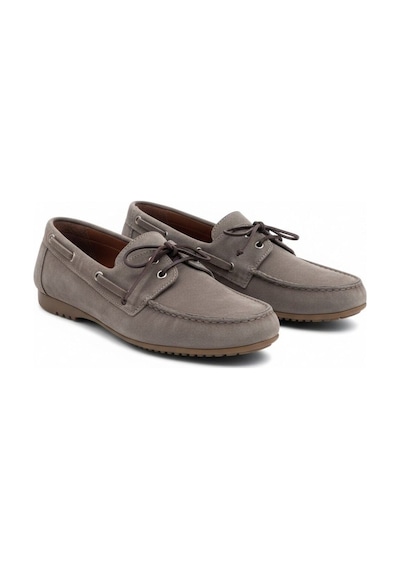 Ne&ve Shoes Vizon Süet Hakiki Deri Kadın Bağcıklı Loafer Ayakkabı