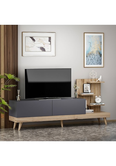 Dizayn Raflı Tv Ünitesi Antrasit Antrasit