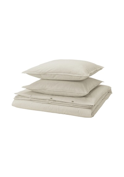 Ikea Solfıbbla Çift Kişilik Nevresim Takımı 220 X 240 Cm Beyaz - Bej Bej - Beyaz