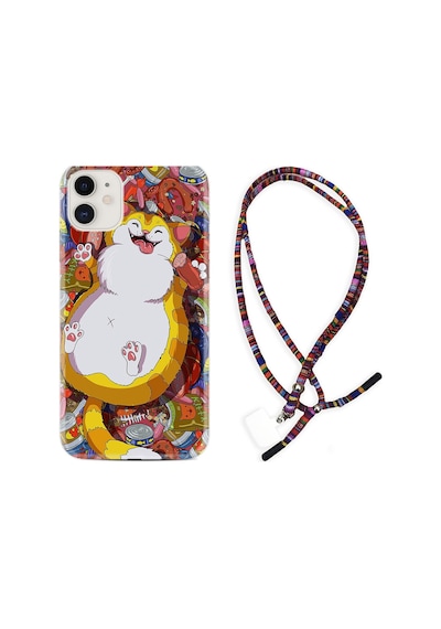 Apple Uyumlu iPhone 11 Kilif Rasta Boyun Askili Tombul Kedi 1739 553060443