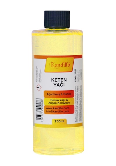 Kandillo Ağartılmış Keten Yağı 250 Ml. Rafine Resim Yağı