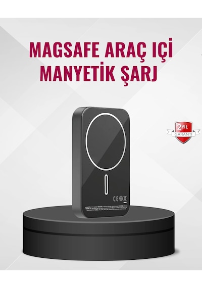 Magsafe Araç Telefon Tutucu 15w Hızlı Şarj Type-c Girişli Antrasit Melanj