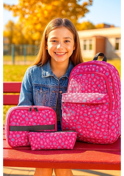 Newbag Kamuflaj Kız Sırt Okul Çantası-3'lü Set Yeni Sezon