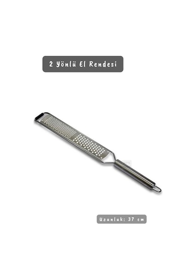 Paslanmaz Çelik El Rendesi Peynir Rendesi 2 Yönlü El Rendesi İnox 37 Cm Gri