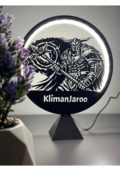 Knight Online Warrior Kişiye Özel İsimli Halka Led Masa Gece Lambası Gamer Oyun Oda Dekor Hediyelik Siyah
