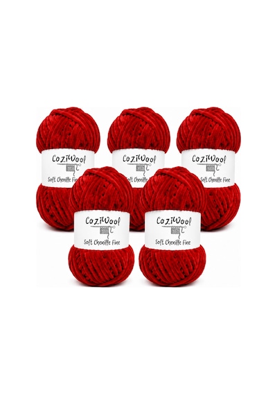 Kadife İp Soft Chenille Fine 5'li Paket 5x100 Gr 160 Mt El Örgü İpi Yakut - 925144855
