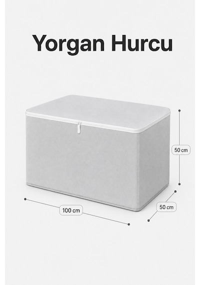 Hurç Yorgan Battaniye Saklama Hurcu Fermuarlı Geniş Hacimli Hurç 100x50x50 Cm 1 Adet Gri