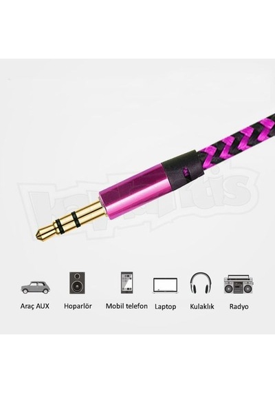 Diwu Aux Stereo 3.5Mm Data Ses Örgü Kablo Pembe (195096676)