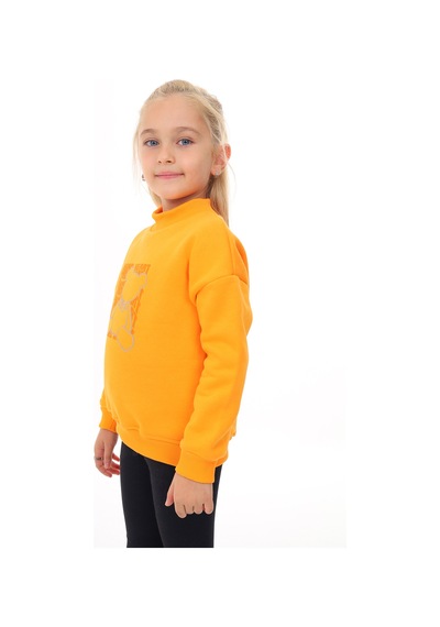 Toontoy Kids Toontoy Kız Çocuk Baskılı Sweatshirt Hardal