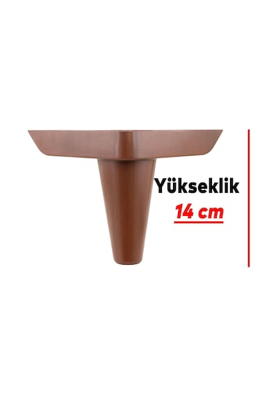 4 Adet Aspen Lüks Mobilya Kanepe Sehpa Puf Koltuk Ayağı 14 Cm Kahverengi Ahşap Desenli Baza Ayak Beyaz - Çok Renkli