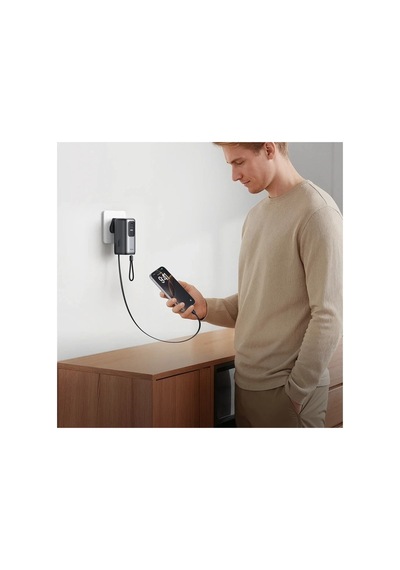 Mc-8501 Freego 45w 3'ü 1 Arada 10000mah Dahili Geri Çekilebilir Type-c Kablo, Ac Prize Takılabilir Şarj Adaptörlü Powerbank Siyah Universial Priz Uçları