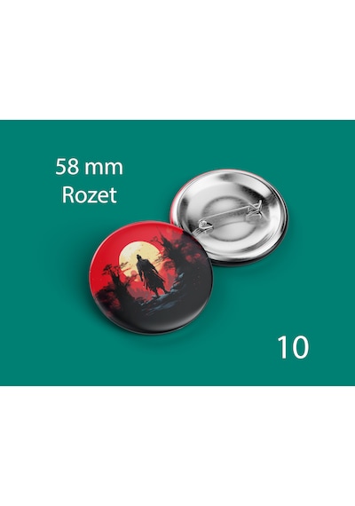 58 Mm Buton Rozet İğneli Çanta Kıyafet Rozeti Güneş Altında Samuray Çok Renkli