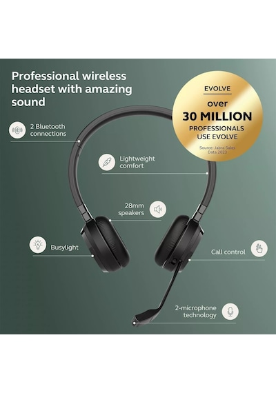 Jabra Evolve 65 Te Kablosuz Stereo Microsoft Teams Sertifikalı Bluetooth Kulaklık