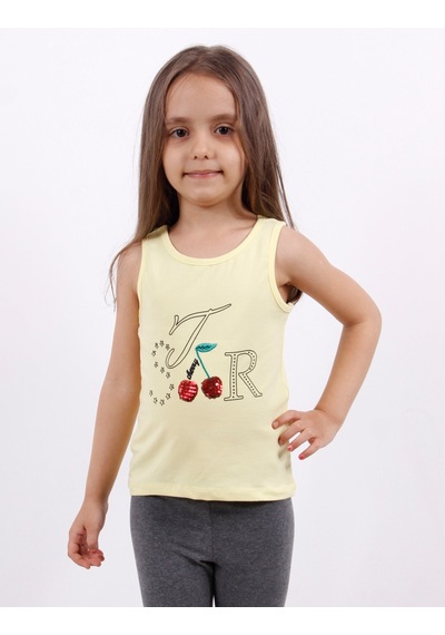 Toontoy Kids Kız Çocuk Kiraz Nakışlı Atlet Sarı