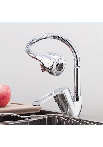 6061 Esnek 360 Hareketli 2 Fonksiyon Spreyli Kubar Musluk Ucu 48 Cm