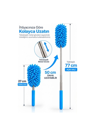 Mikrofiber Makarna Mop Toz Alma Paspası Tüy Toplayıcı Çok Amaçlı Temizlik Mopu