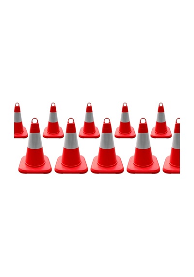 10'lu Tpe Trafik Konisi Seti 32 Cm Tek Reflektifli Trafik Dubası-3617