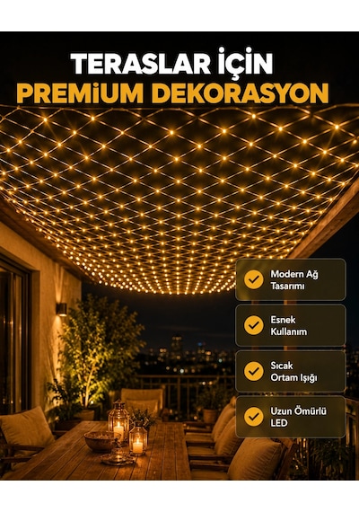 Dekoratif Led File Işık Ağ Tasarımlı Balkon Bahçe Ve Oda Aydınlatması Renkli 98018977