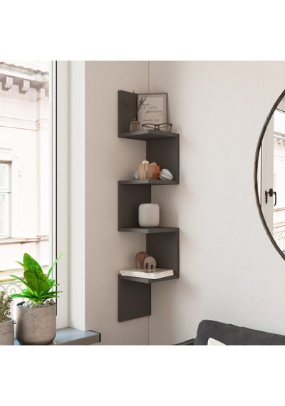 Wall R9 Köşe Duvar Rafı Modern Kitaplık Antrasit Wal9-an Antrasit