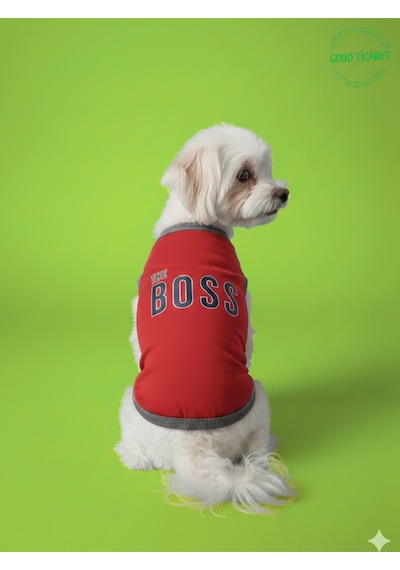 Kırmızı The Boss Patron Yazılı Kedi Ve Köpek Kıyafeti Tişörtü Elbisesi Large/l/beden 3