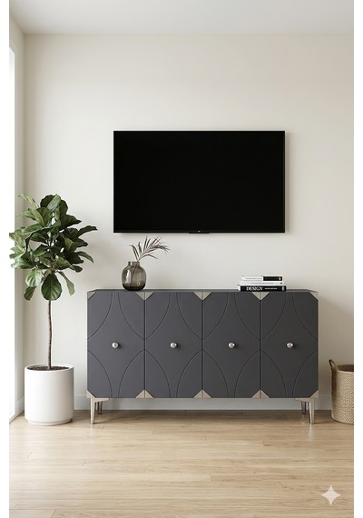 Ka1297as Alfa Konsol Ve Tv Sehpası Antrasit-silver 120cm